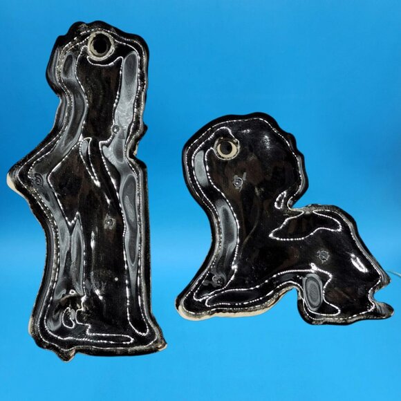 Pierrot Ornaments Black Heart Faces Red Harlequin Diamond Handpainted Gothic Set - Picture 9 of 9